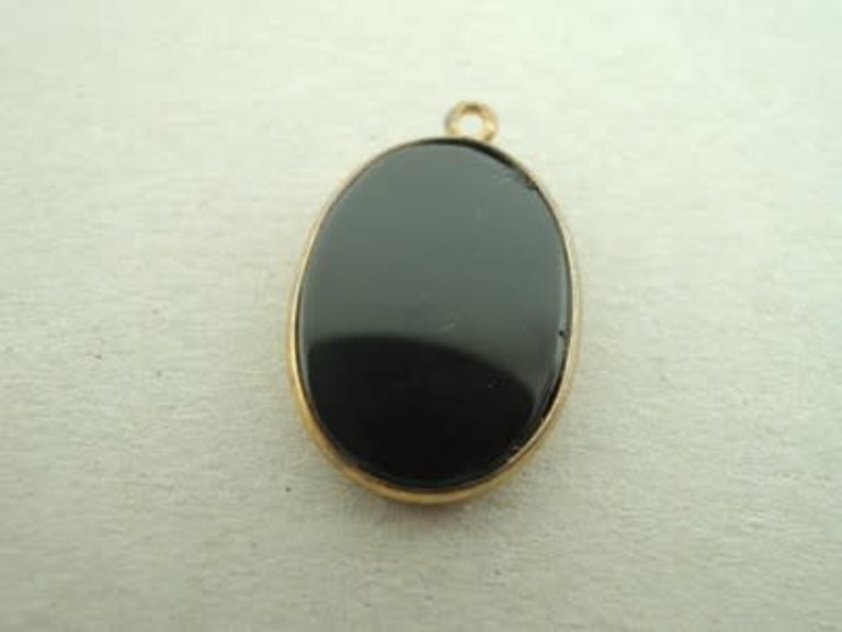 A4020 HG0020 HANGER Ag925 VERGULD ONIX ZWART 18X13MM OVAAL MET OOG