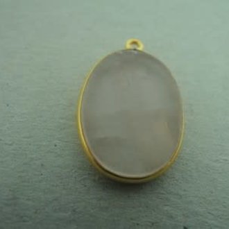 A4020 HG0021 HANGER Ag925 VERGULD ROSE KWARTS 18X13MM OVAAL MET OOG