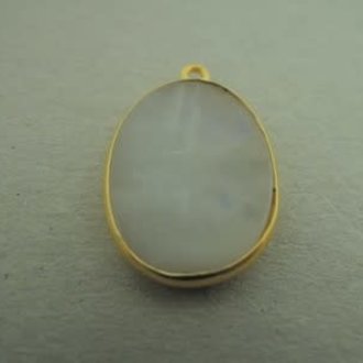 A4020 HG0022 HANGER Ag925 VERGULD MAANSTEEN WIT 18X13MM OVAAL MET OOG