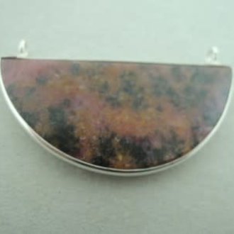 A2040 HZ0022 HANGER Ag925 RODONIET ROOS 40X20MM HALVE MAAN MET 2 OGEN