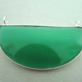 A2040 HZ0023 HANGER Ag925 ONIX GROEN 40X20MM HALVE MAAN MET 2 OGEN