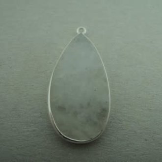 A3030 HZ0029 HANGER Ag925 MAANSTEEN WIT 30X15MM DRUPPEL MET OOG