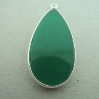A3030 HZ0028 HANGER Ag925 ONIX GROEN 30X15MM DRUPPEL MET OOG