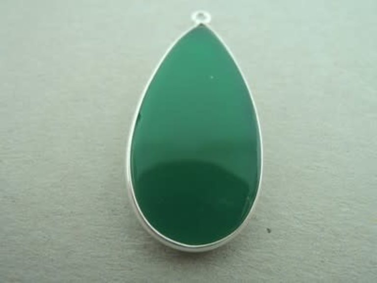 A3030 HZ0028 HANGER Ag925 ONIX GROEN 30X15MM DRUPPEL MET OOG