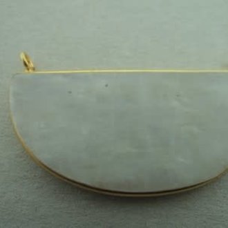 A2040 HG0023 HANGER Ag925 VERGULD MAANSTEEN WIT 40X20MM HALVE MAAN MET 2 OGEN