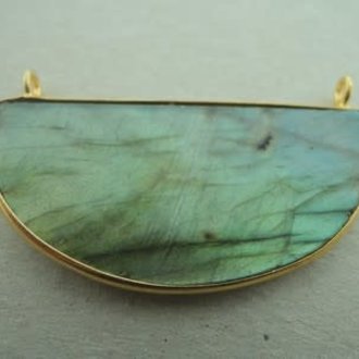 A2040 HG0024 HANGER Ag925 VERGULD LABRADORIET GRIJS 40X20MM HALVE MAAN MET 2 OGEN