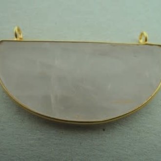 A2040 HG0026 HANGER Ag925 VERGULD ROZE KWARTS 40X20MM HALVE MAAN MET 2 OGEN