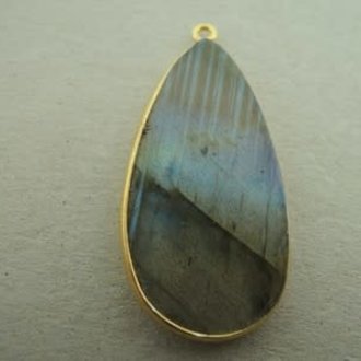 A3030 HG0029 HANGER Ag925 VERGULD LABRADORIET GRIJS 30X15MM DRUPPEL MET OOG