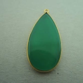 A3030 HG0031 HANGER Ag925 VERGULD ONIX GROEN 30X15MM DRUPPEL MET OOG