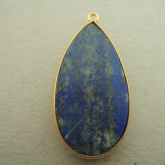A3030 HG0032 HANGER Ag925 VERGULD LAPIS LAZULI BLAUW 30X15MM DRUPPEL MET OOG