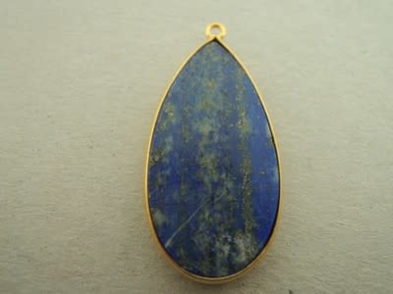 A3030 HG0032 HANGER Ag925 VERGULD LAPIS LAZULI BLAUW 30X15MM DRUPPEL MET OOG