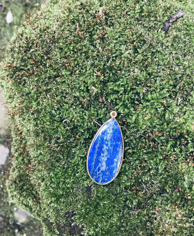 A3030 HG0032 HANGER Ag925 VERGULD LAPIS LAZULI BLAUW 30X15MM DRUPPEL MET OOG