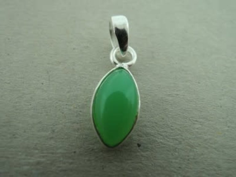 A6010 HZ0045 HANGER Ag925 CHALCEDOON GROEN 12X7MM MARKIES MET BEUGEL