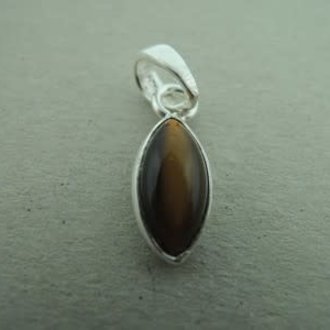 A6010 HZ0046 HANGER Ag925 TIJGEROOG BRUIN 12X7MM MARKIES MET BEUGEL