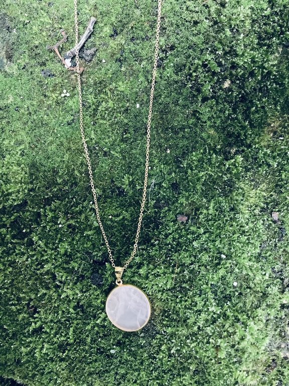 A1020 HG0001 HANGER Ag925 VERGULD ROSE KWARTS  20MM ROND MET OOG