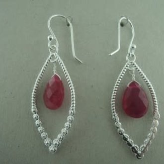 p144 OZ0877 OORHAAK Ag925 AGAAT ROOS  32X16MM DRUPPEL