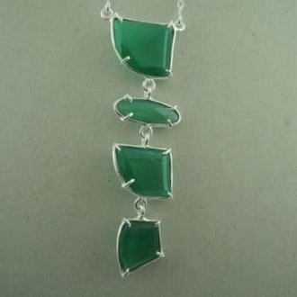 P147 KZ0033 Ag925 ONIX GROEN 5.5CM ONREGELMATIG