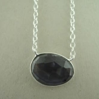 P148 KZ0038 Ag925 KETTING IOLIET BLAUW 20X15MM OVAAL 2 OGEN