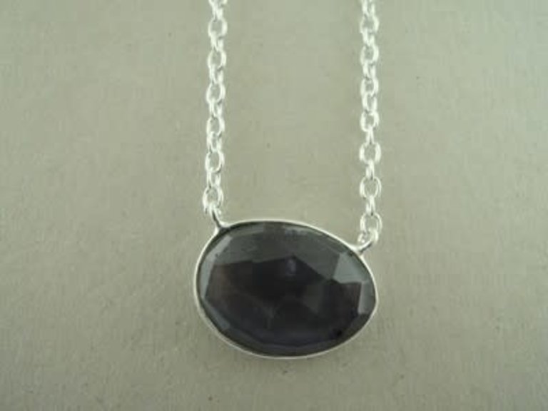 P148 KZ0038 Ag925 KETTING IOLIET BLAUW 20X15MM OVAAL 2 OGEN