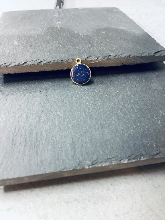 A1010 HG0007 HANGER Ag925 VERGULD LAPIS LAZULI BLAUW 10MM ROND MET OOG