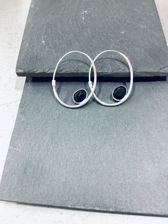 P116 OZ0775 CREOOL Ag925 ONIX ZWART 3.5CM OVAAL