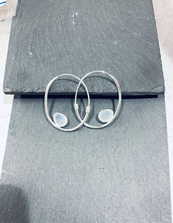 P116 OZ0770 CREOOL Ag925 CHALCEDOON GRIJS 3.5CM OVAAL