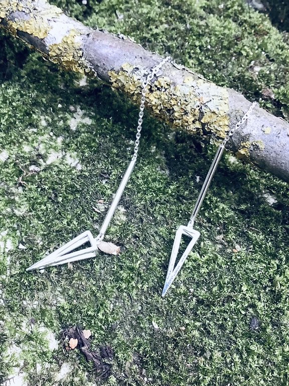 RB-EA0030 OORBEL Ag925 4CM DRIEHOEK MET KETTING