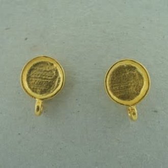 GPEAST42 OORSTEKER ZETKAST (per 3 paar) Ag925 VERGULD 7MM ROND MET OOG