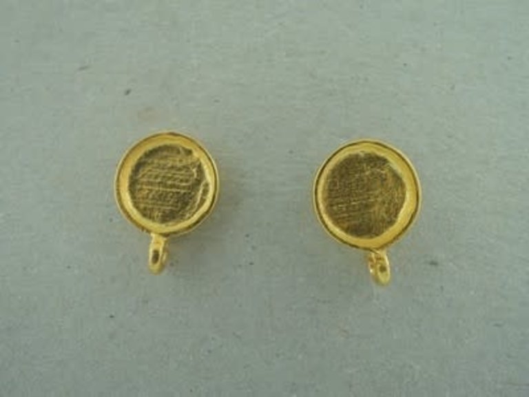 GPEAST42 OORSTEKER ZETKAST (per 3 paar) Ag925 VERGULD 7MM ROND MET OOG