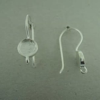 EAHO78 OORHAAK Ag925 MET ZETKAST (per 3 paar) Ag925 7MM ROND MET OOG