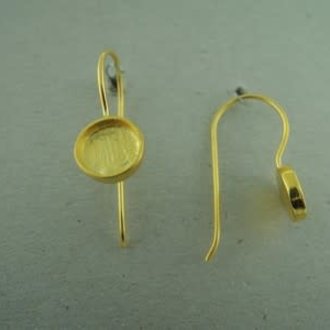 GPEAHO79 OORHAAK MET ZETKAST (per 3 paar) Ag925 VERGULD 7MM ROND