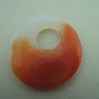 SG0010 STUKGOED PER STUK AGAAT ORANJE/WIT RONDEL  40MM