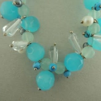 KZ0058 KETTING TURKOOIS/BLAUW +-42CM