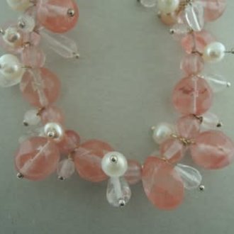 KZ0059 KETTING ROOS/WIT +-42CM