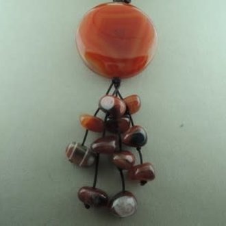 KZ0062 KETTING CARNEOOL ORANJE ONREGELMATIG  GEKNOOPT