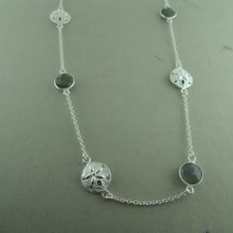 P150 KZ0067 KETTING Ag925 LABRADORIET GRIJS  +-50CM