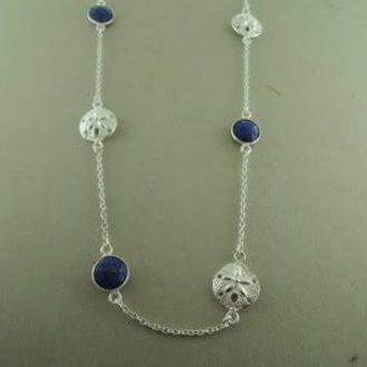 P150 KZ0070 KETTING Ag925 LAPIS LAZULI BLAUW  +-50CM