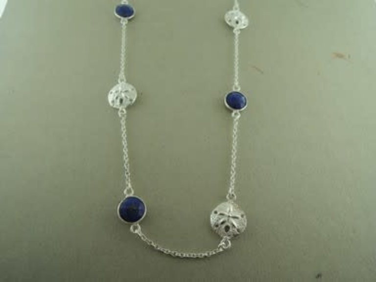P150 KZ0070 KETTING Ag925 LAPIS LAZULI BLAUW  +-50CM