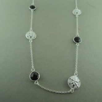 P150 KZ0071 KETTING Ag925 GRANAAT ROOD  +-50CM