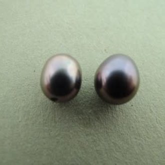 PEARL1 ZOETWATERPAREL PETROL (per 10 stuks) 8MM DRUPPEL HALF GEBOORD