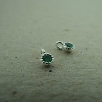 PE245 HANGER MET OOG (PER 10 ST) Ag925 ZIRKOON GROEN 3MM ROND