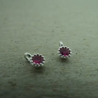 PE247 HANGER MET OOG (PER 10 ST) Ag925 ZIRKOON ROZE 3MM ROND