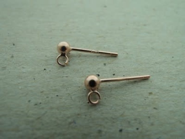 REAST02 (per 5 paar) OORSTEKER Ag925 GOLD PLATED ROSE 3MM MET OOGJE