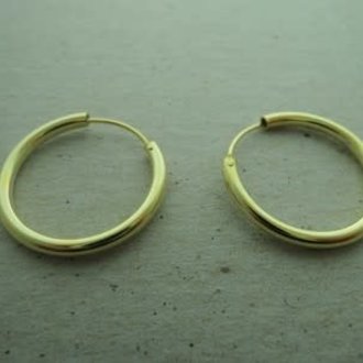 GPEACR25-25 CREOOL (PER 4 PAAR) Ag925 VERGULD DIAM 2.5CM DRAAD 2.5MM ROND