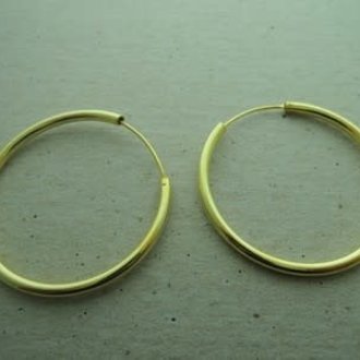 GPEACR40-25 CREOOL (PER 2 PAAR) Ag925 VERGULD DIAM 4CM DRAAD 2.5MM ROND