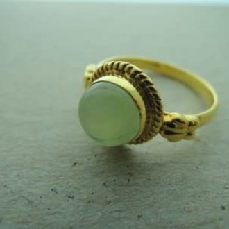 P151 RG014 RING Ag925 VERGULD PREHNIET 9MM ROND