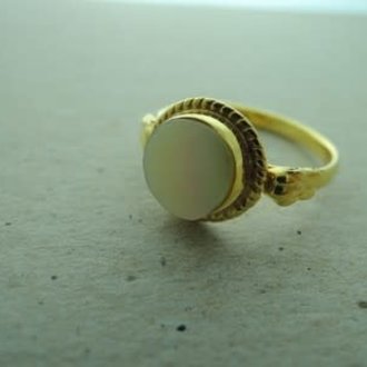 P151 RG017 RING Ag925 VERGULD SCHELP 9MM ROND