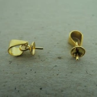GPPE123 (per 20 stuks) HANGER Ag925 VERGULD KAPJE MET PIN 4MM BEUGEL 6X4MM