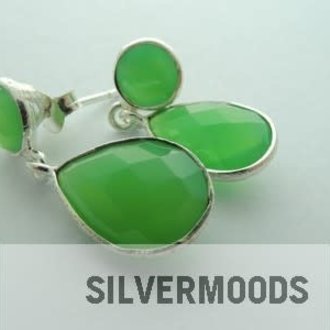 OZ0645 OORSTEKER Ag925 ONIX GROEN 27MM ROND+DRUPPEL