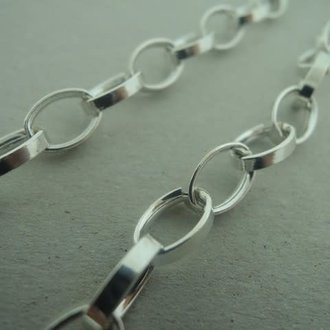 CHR097 KETTING PER METER (per meter) Ag925 8X5MM DIAM 1.5MM DRAADDIKTE  OVAAL PLATTE DRAAD